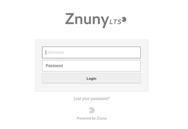 Znuny LTS login prompt